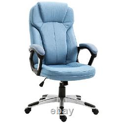 Vinsetto Linen Padded Ergonomic Office Chair Swivel Adjustable Seat Rocking Blue