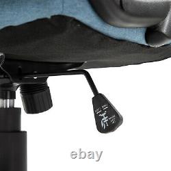 Vinsetto Linen Padded Ergonomic Office Chair Swivel Adjustable Seat Rocking Blue