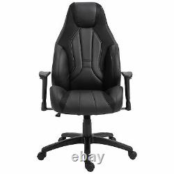 Vinsetto Office Chair Swivel Racer Chair Adjustable Height and Armrest PU Black