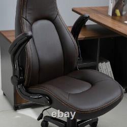 Vinsetto PU Leather Home Office Chair Ergonomic withContrast Stitching Brown
