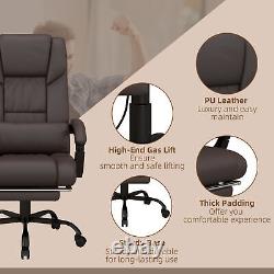 Vinsetto PU Leather Massage Office Chair Height Adjustable Computer Chair Brown