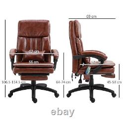 Vinsetto PU Leather Massage Office Chair with Adjustable Height Footrest Brown