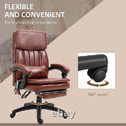 Vinsetto PU Leather Massage Office Chair with Adjustable Height Footrest Brown