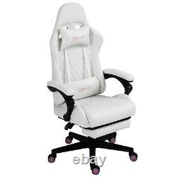 Vinsetto Racing Gaming Chair Faux Leather Gamer Recliner Home Office, White