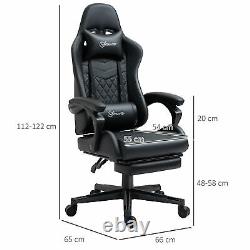 Vinsetto Racing Gaming Chair PU Leather Gamer Recliner Home Office, Black