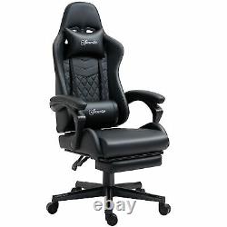 Vinsetto Racing Gaming Chair PU Leather Gamer Recliner Home Office, Black