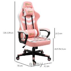 Vinsetto Racing Gaming Chair with Lumbar Support, Gamer Office Chair, Pink White