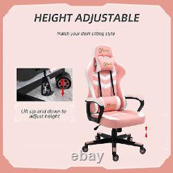 Vinsetto Racing Gaming Chair with Lumbar Support, Gamer Office Chair, Pink White