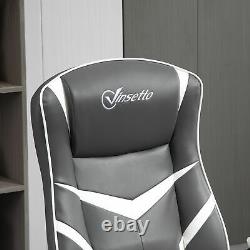 Vinsetto Racing Office Chair PVC Leather Computer Gaming Height Adjustable Grey