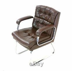 Vintage 1970s Chrome and Leather chocolate brown office chair