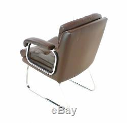 Vintage 1970s Chrome and Leather chocolate brown office chair