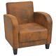 Vintage Armchair Pu Leather Antique Brown Tub Chair Office Lounge Relaxing Seat