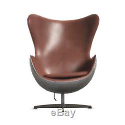 Vintage Aviation Aviator Egg Chair Swivel Chair Aluminium Leather Office Chair