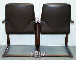 Vintage Brown Leather Gordon Russell Verco Office/dining Chairs 1 Left
