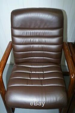 Vintage Brown Leather Gordon Russell Verco Office/dining Chairs 1 Left