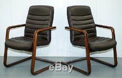 Vintage Brown Leather Gordon Russell Verco Office/dining Chairs 17 Available