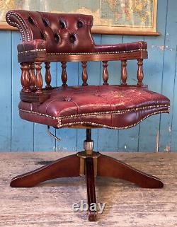 Vintage Button Back leather swivel office Captains Desk Chair DELIVERY