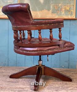 Vintage Button Back leather swivel office Captains Desk Chair DELIVERY