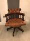 Vintage Captains Chair Office Chair Swivel Desk Chair With Leather Upholstery