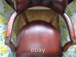 Vintage Captains Style chair Brown Leather Office Chair home bar etc collection