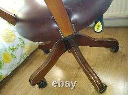 Vintage Captains Style chair Brown Leather Office Chair home bar etc collection