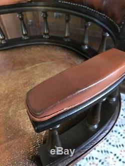 Vintage Captains Swivel Leather Office Desk Chair Chesterfield CAN DELIVER