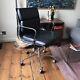 Vintage Charles Eames Style Black Leather Office Chair