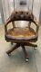 Vintage Chesterfield Captains Style Ring Mekanikk Brown Leather Office Chair