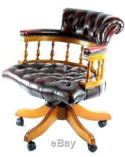 Vintage Chesterfield Leather Captains Desk Chair, Mint FREE Shipping PL4814