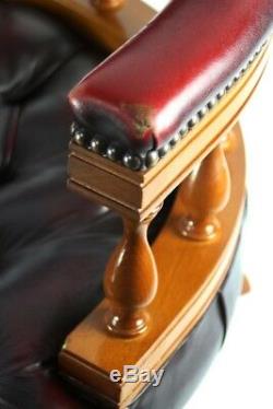 Vintage Chesterfield Leather Captains Desk Chair, Mint FREE Shipping PL4814