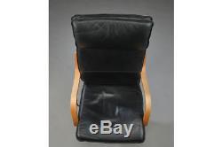 Vintage Danish Black Leather Lounge/office Swivel Chair