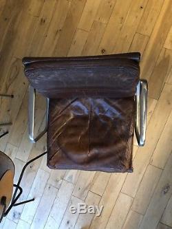 Vintage Eames Leather Soft Pad Aluminium Office Group Desk Chair Herman Miller