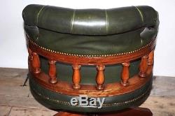 Vintage English Hand made Leather Captains Desk Chair FREE Shipping PL4395