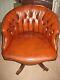 Vintage Faultless-doerner Canada Swivel Leather Office Desk Chair Chesterfield