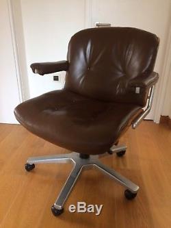 Vintage Giroflex Leather Office/Lounge swivel chair (Gordon Russell/Eames) 70s