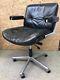 Vintage Gordon Russell Black Leather Swivel Office Chair Retro Mid Century