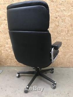 Vintage Gordon Russell Black leather swivel office chair retro mid century
