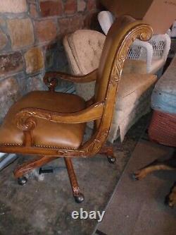 Vintage HIGH END OFFICE Chair Brown Leather. MADE for Riverside/ Spark light