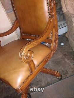 Vintage HIGH END OFFICE Chair Brown Leather. MADE for Riverside/ Spark light