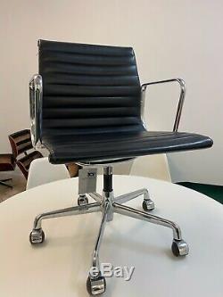 Vintage ICF Charles Eames Black Leather ALU Ali Chairs 6 In Stock
