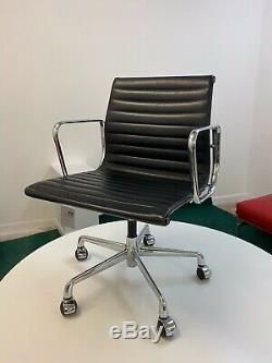 Vintage ICF Charles Eames Black Leather ALU Ali Chairs 6 In Stock