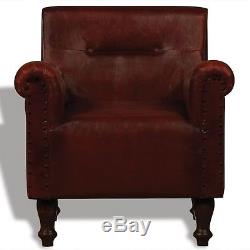 Vintage Leather Armchair Brown Antique Tub Chair Living Room Office Furniture