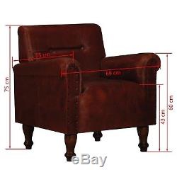 Vintage Leather Armchair Brown Antique Tub Chair Living Room Office Furniture
