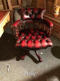 Vintage Leather Captains Swivel Chair Oxblood, Desk, Study, Office Chair