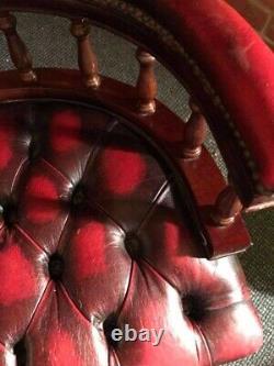 Vintage Leather Captains Swivel Chair Oxblood, Desk, Study, Office Chair