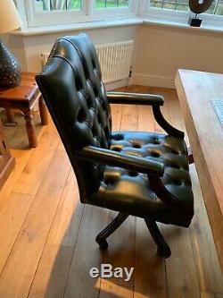 Vintage Leather Chesterfield Captains Swivel Desk Chair
