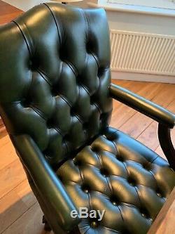 Vintage Leather Chesterfield Captains Swivel Desk Chair