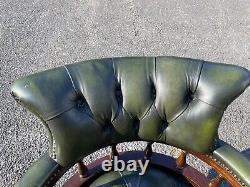 Vintage Leather Chesterfield Style Captains Swivel Office Chair
