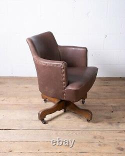 Vintage Leather Swivel Tilt Desk Office Chair Hillcrest Restored Brown