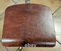 Vintage Metal and Leather Industrial High Back Swivel Stool/Office Chair